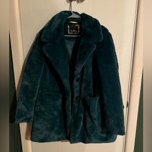 NWOT Sam Edelman Teal Blue Fur Coat Size L